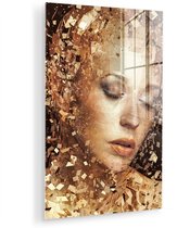 MuchoWow® Glasschilderij 20x30 cm - Schilderij acrylglas - Vrouw - Abstract - Kunst - Foto op glas - Muurdecoratie woonkamer - Wanddecoratie slaapkamer - Schilderijen
