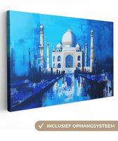 Peinture sur toile 120x80 cm - Décoration murale Taj Mahal - Ramadan - Blauw - Islamique - Décoration murale salon - Décoration chambre - Accessoires chambre - Peintures sur toile
