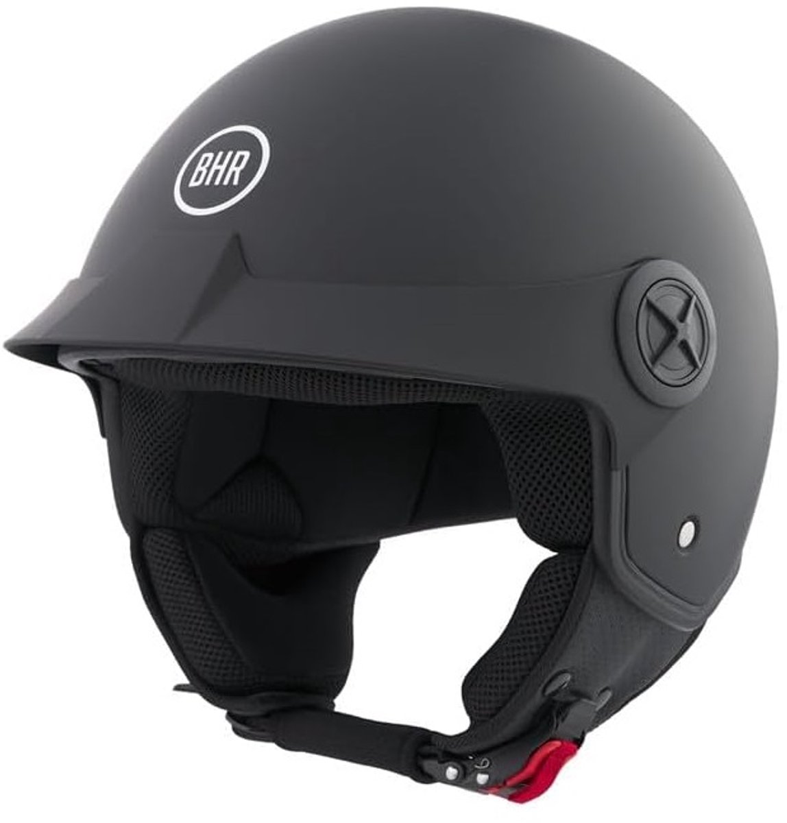 BHR 833 - Peak Jethelm - ECE goedgekeurd 22.06 - Geschikt als Scooter Brommer Motor Snorfiets Helm - 53/54 cm - XS - Mat Zwart
