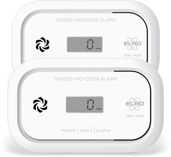 2-Pack ELRO FC5003 Koolmonoxidemelder | 10 jaar sensor | met display | 2 stuks