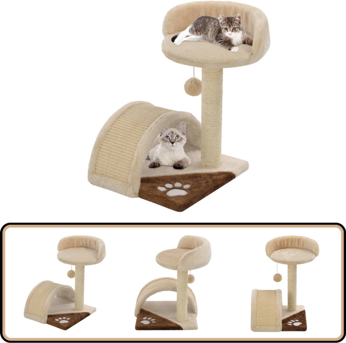 vidaXL Kattenkrabpaal 40 cm – Beige en Bruin Kattenkrabbers – Krabpaal – Kattenspullen – KattenmeubilAIR – Kattenentertainment