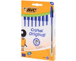 BIC Cristal Original Balpen - Blauw - Doos van 8 - Medium Punt 1.0 mm
