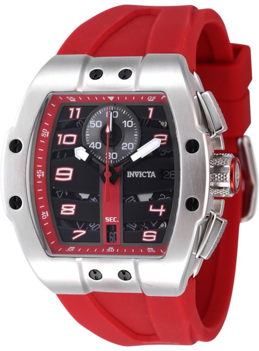 Invicta Racing 47367 Heren Horloge - Waterdicht - Analoog - Quartz Uurwerk - Roestvrij Staal met zwarte Wijzerplaat - 44mm