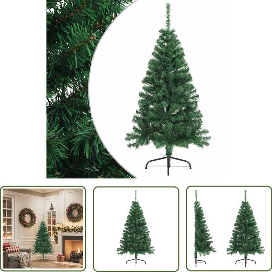 vidaXL Kunstkerstboom met standaard half 150 cm PVC groen - Kunstkerstboom - Kerstdecoratie - Halfe Kerstboom - Pvc Kerstboom - Kerstboom Groen