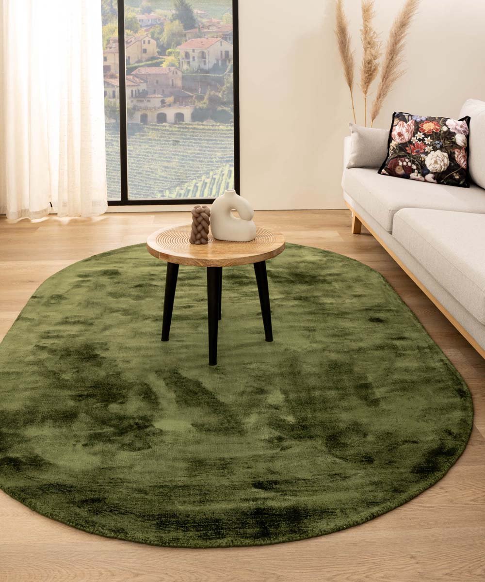 Viscose vloerkleed ovaal - Glamour groen 200x300