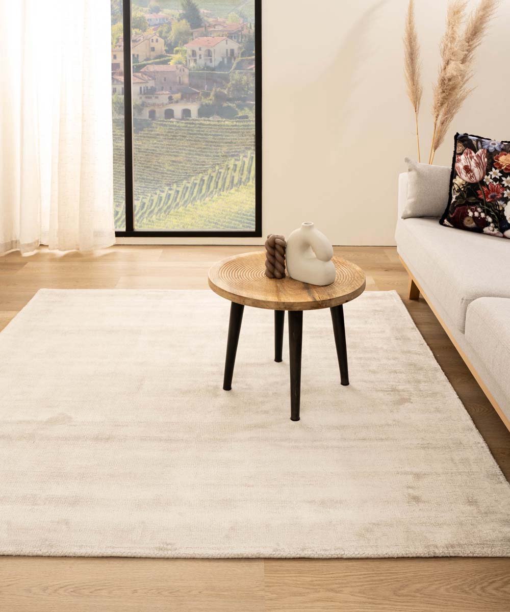 Viscose vloerkleed vierkant - Glamour ivoor 250x250