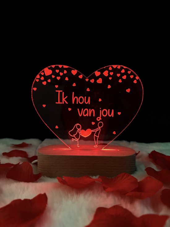 Valentijn - Lampje - Liefdes cadeau - Ik hou van jou - Valentijn verlichting - Valentijn cadeautje voor hem - Valentijnsdag - Valentijn cadeautje voor haar - Valentijn decoratie - Valentijnsdag - Valentijnsdag voor mannen - Moederdag cadeautje