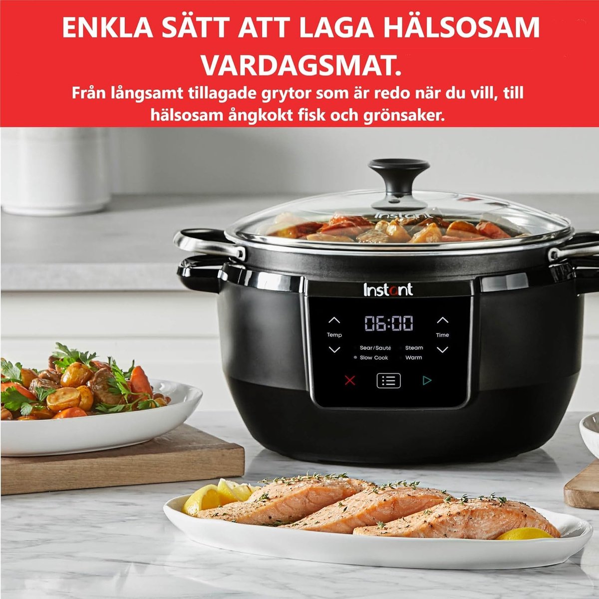 Afbeelding 2 van Slowcooker met Timer - Programmeerbare slowcooker - Elektrische slowcooker - Digitale slowcooker - Binnenpan - Eten