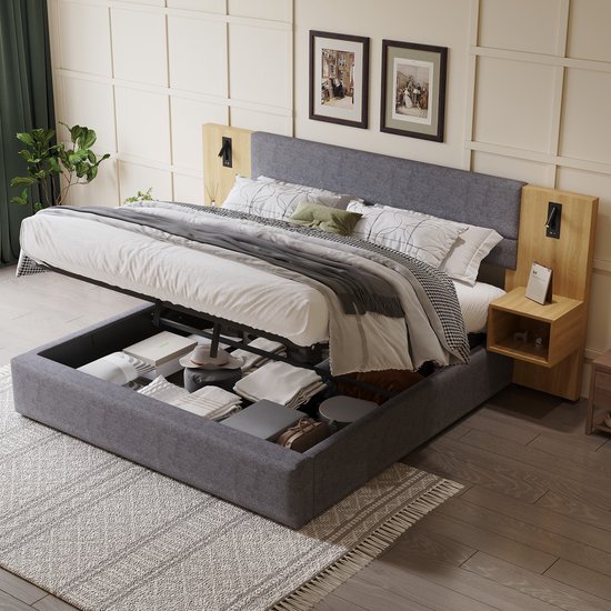 ISTRES - Tweepersoonsbed - Donkere houtkleur - 160 x 200 cm - MDF ISTRES - Tweepersoonsbed - Donkere houtkleur - 160 x 200 cm - MDF