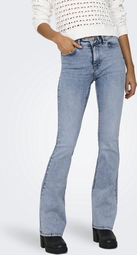 Only Jeans Onlblush Mid Sk Flared Dnm Tai864 N 15281248 Light Blue Denim Dames Maat - W25 X L34
