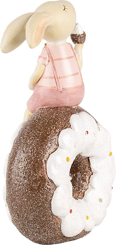Clayre & Eef Image de décoration Lapin 17 cm Beige Rose Plastique