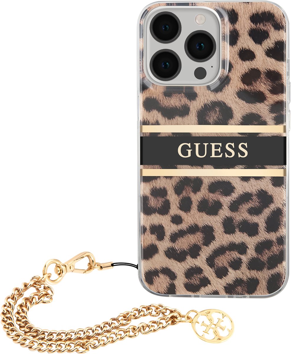 iPhone 13 Pro Backcase hoesje - Guess - Luipaard Luipaard - TPU (Zacht)