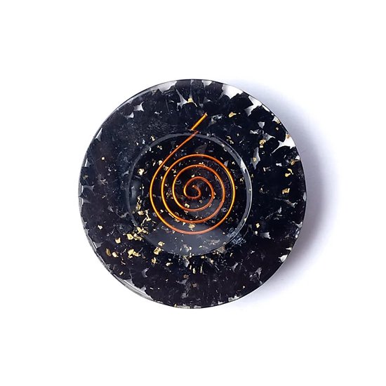 Porte boule de pierres précieuses orgonite tourmaline noire