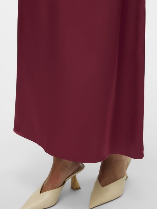 Vero Moda Vmopaula Mw Jupe Longue Rouge Plum BORDEAU L