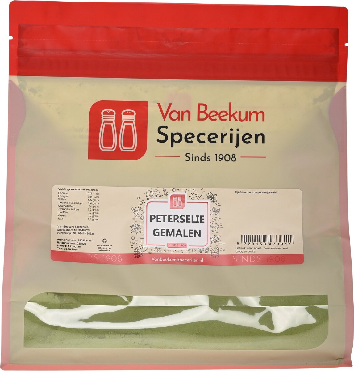 Goedkoopste Van Beekum Specerijen - Peterselie Gemalen - 1 kilo (hersluitbare stazak
