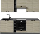 Vicco Fame- Line Meuble de cuisine complet – 235 cm sans plan de travail Panneau Chêne /anthracite sans plan de travail