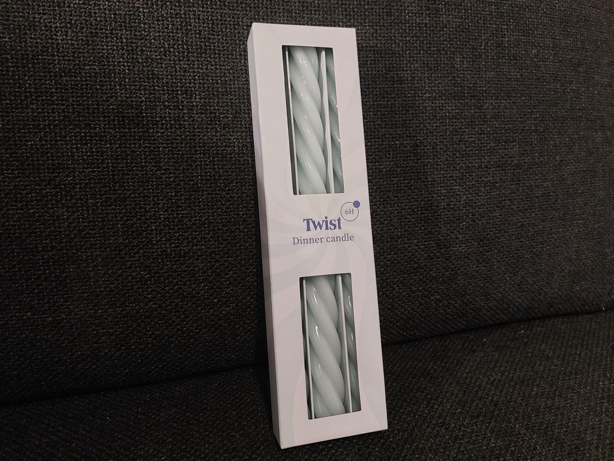 Twistkaarsen - Set van 3 | Lichtblauwe Twistkaarsen - Grote Dinerkaarsen Blauw | Brandtijd: 6 uur - Twist Dinerkaarsen - Gedraaide Kaarsen