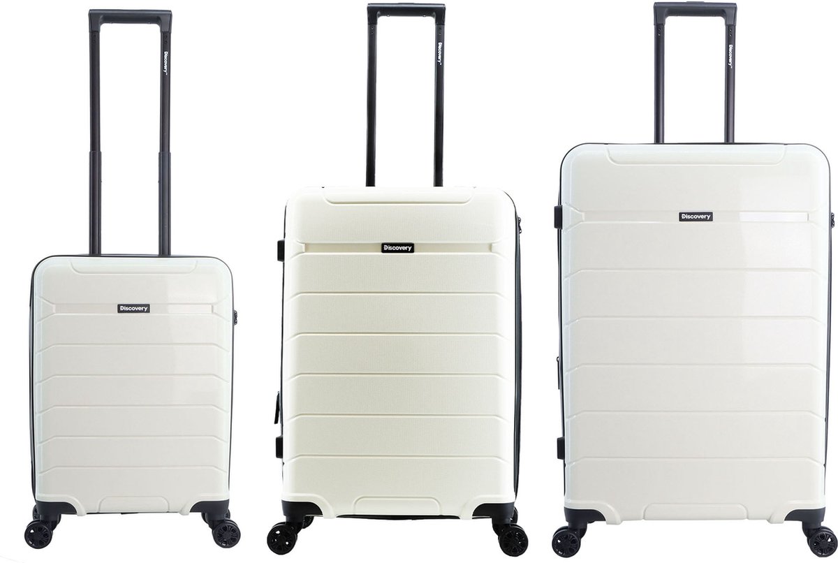 Discovery Skyward Harde Kofferset 3-Delig / Trolleyset / Reiskofferset - Wit - Wit / Set