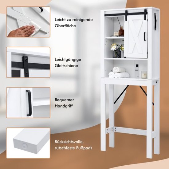 GOPLUS Toiletkast, toiletrek boven toilet, badkamerrek over toilet 2