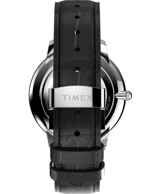 Montre analogique à Quartz Timex Waterbury Metropolitan Sub Second, Zwart : 100 % acier inoxydable | Bracelet : 100 % Cuir 39 TW2Y23100AJ