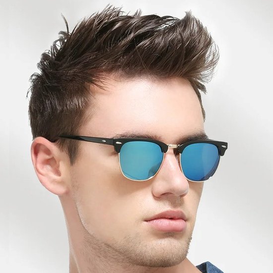 Fako Sunglasses® - Club Style Zonnebril - Polariserend - Dames - Heren - Zwart/Goud - Blauw van Fako Sunglasses® — afbeelding 4