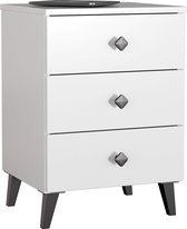 Buffet MOBI K-03 Wit/ Zwart - 3 Tiroirs, Finition ABS, A monter soi-même 40x58x37 cm, Façades Wit/ Zwart Mat