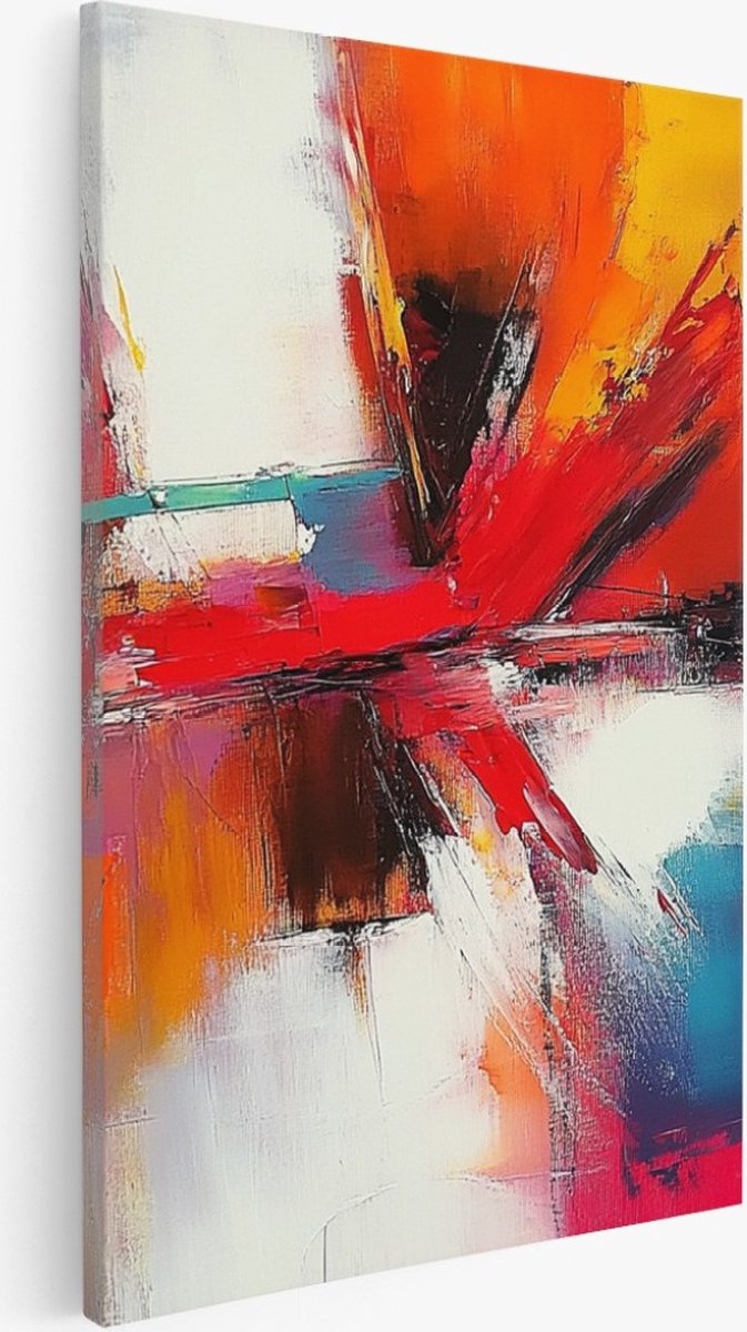 Saammp Canvas Schilderij - Kleurrijke kunst - rood - Abstract - 30x40 - Foto op canvas - Wanddecoratie - Muurdecoratie Woonkamer - Kantoor Decoratie Multicolor