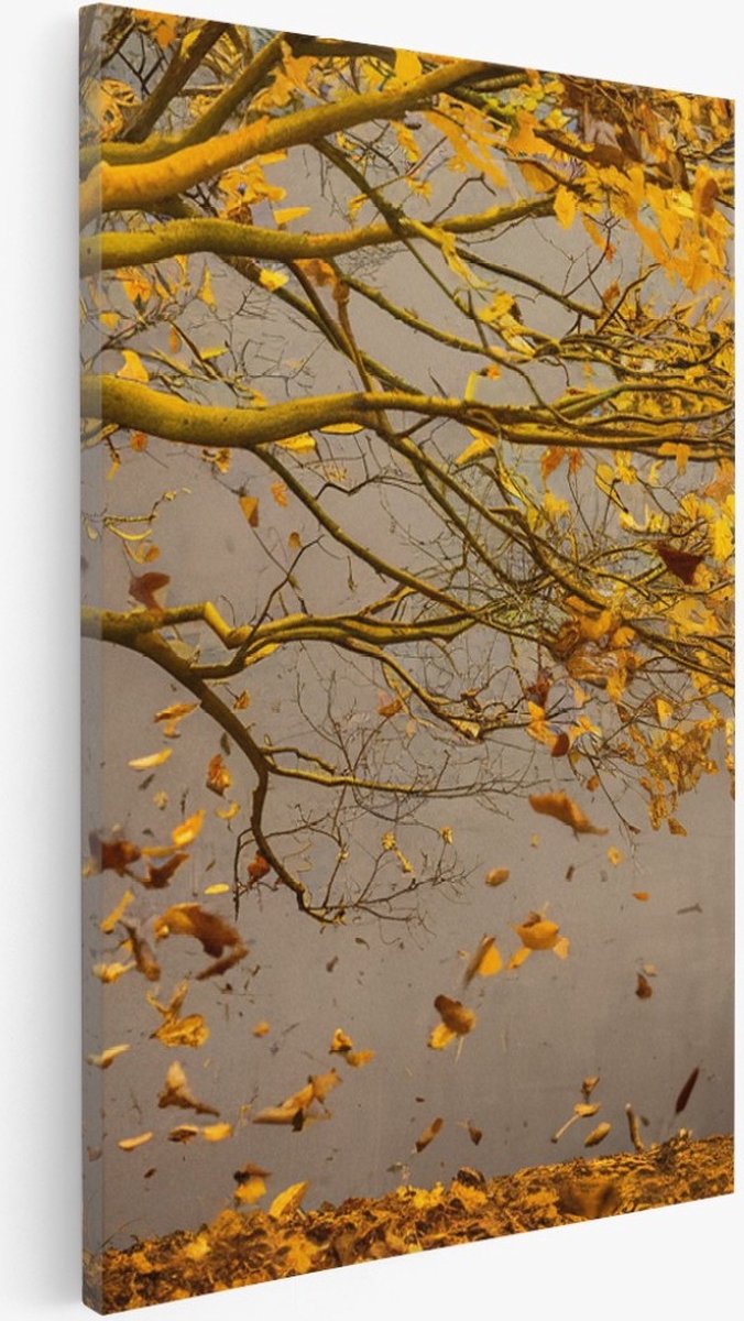 Saammp Canvas Schilderij - Hefst boom - Bladeren - Landschap - Natuur - 20x30 - Foto op canvas - Wanddecoratie - Muurdecoratie Woonkamer - Slaapkamer decoratie - Canvas Print Multicolor