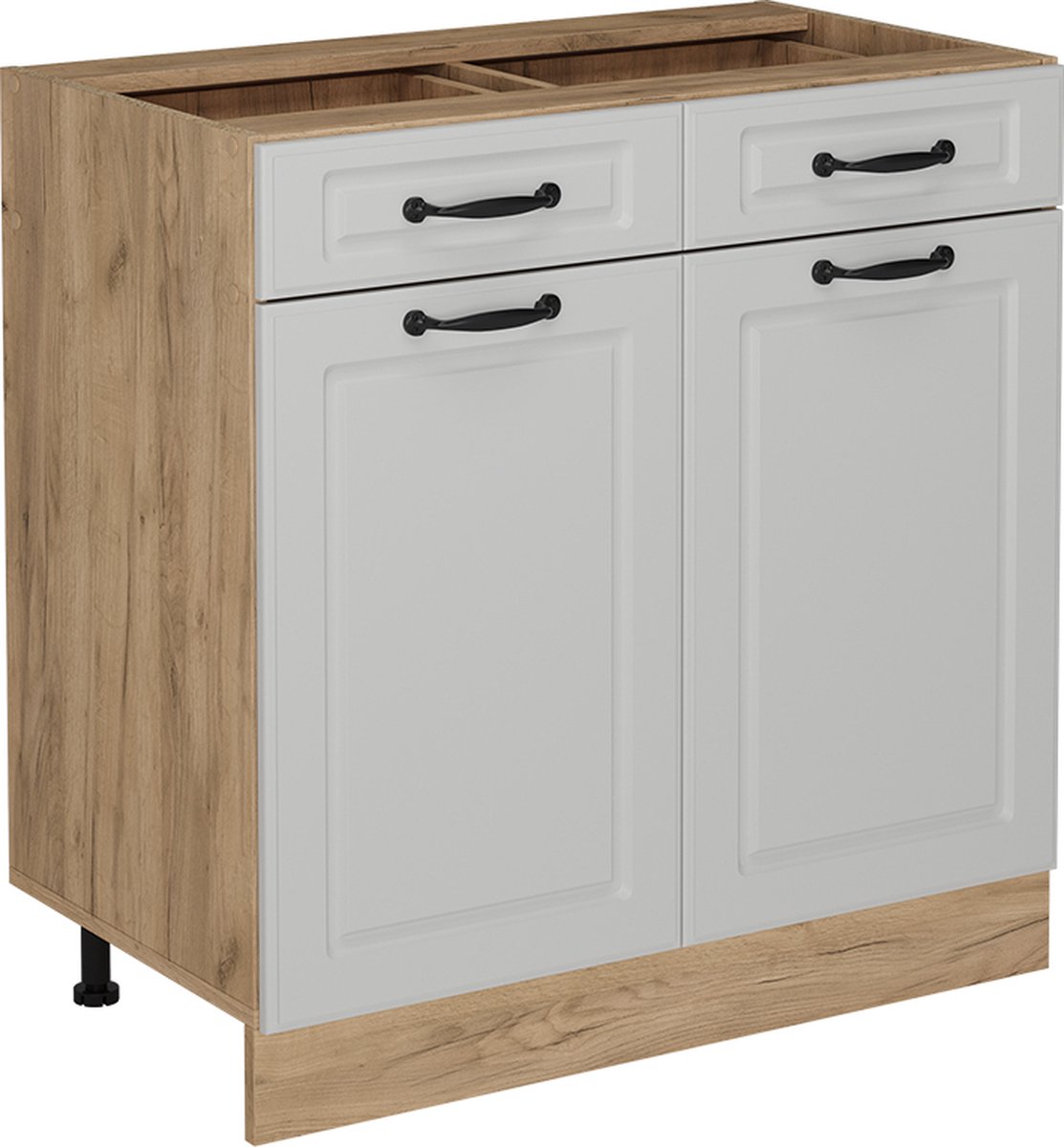 Vicco R-Line Keukenonderkast – 80 cm zonder werkblad Wit Landhuis Wit landelijk/Goudkleurig Eiken