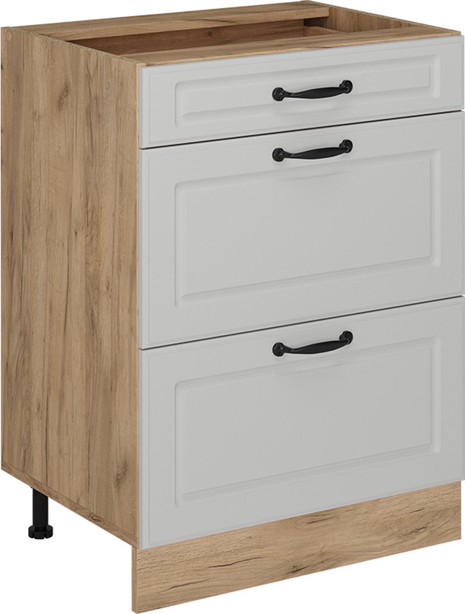 Vicco R-Line Keukenonderkast – 60 cm met laden, zonder werkblad Wit Landhuis