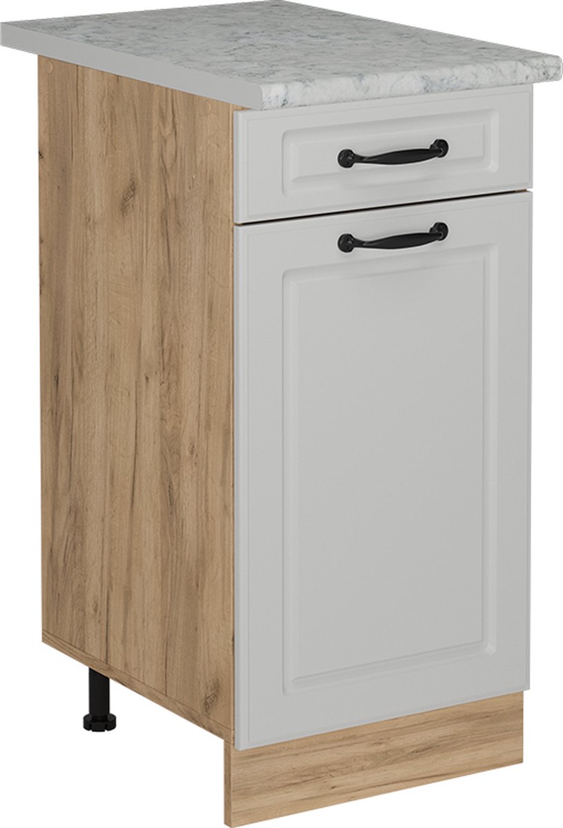 Vicco R-Line Keukenonderkast – 40 cm WB Marmer Wit Landhuis Wit landelijk/Goudkleurig Eiken