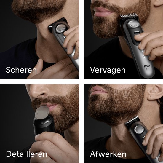Braun Tondeuse À Barbe Series 9 BT9520 + 7 Outils De Barbier - ProBlade - 52 Longueurs - Chrome