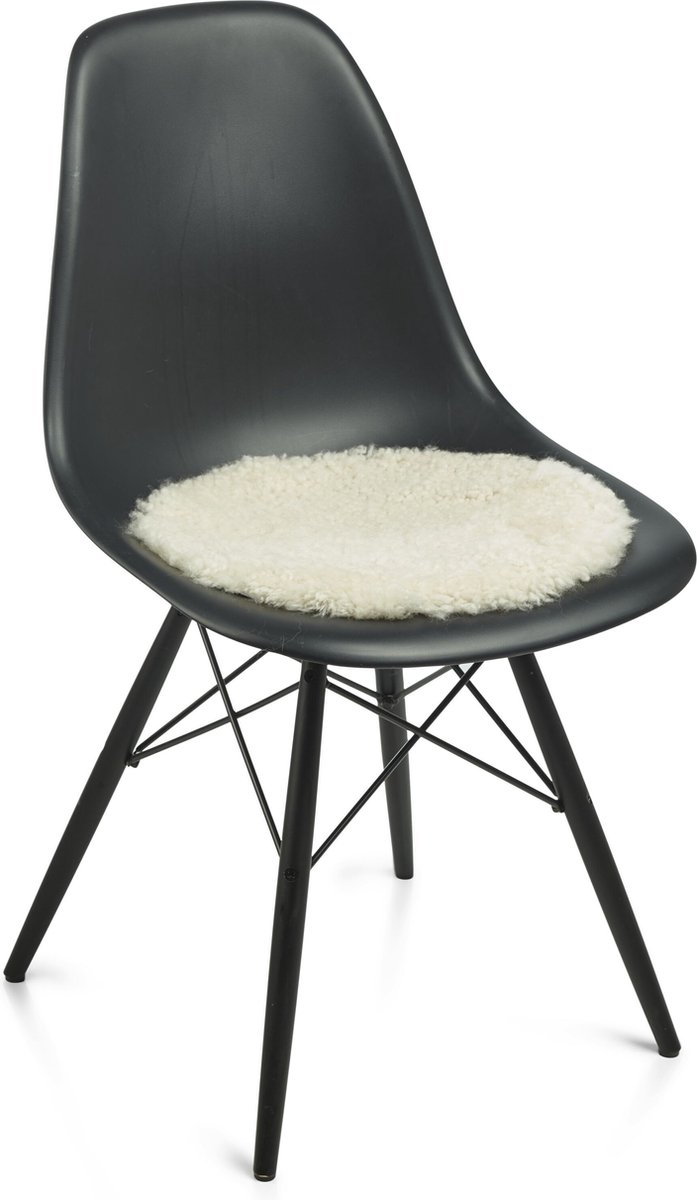 Sheepskin House Kortharige Schapenvacht Stoel Cover - D38 cm Pearl