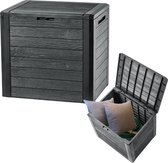 DailySupplies® Tuinkast - Tuinkist - Tuinkasten voor Buiten - Tuinberging Kunststof - Zwart met Grijs