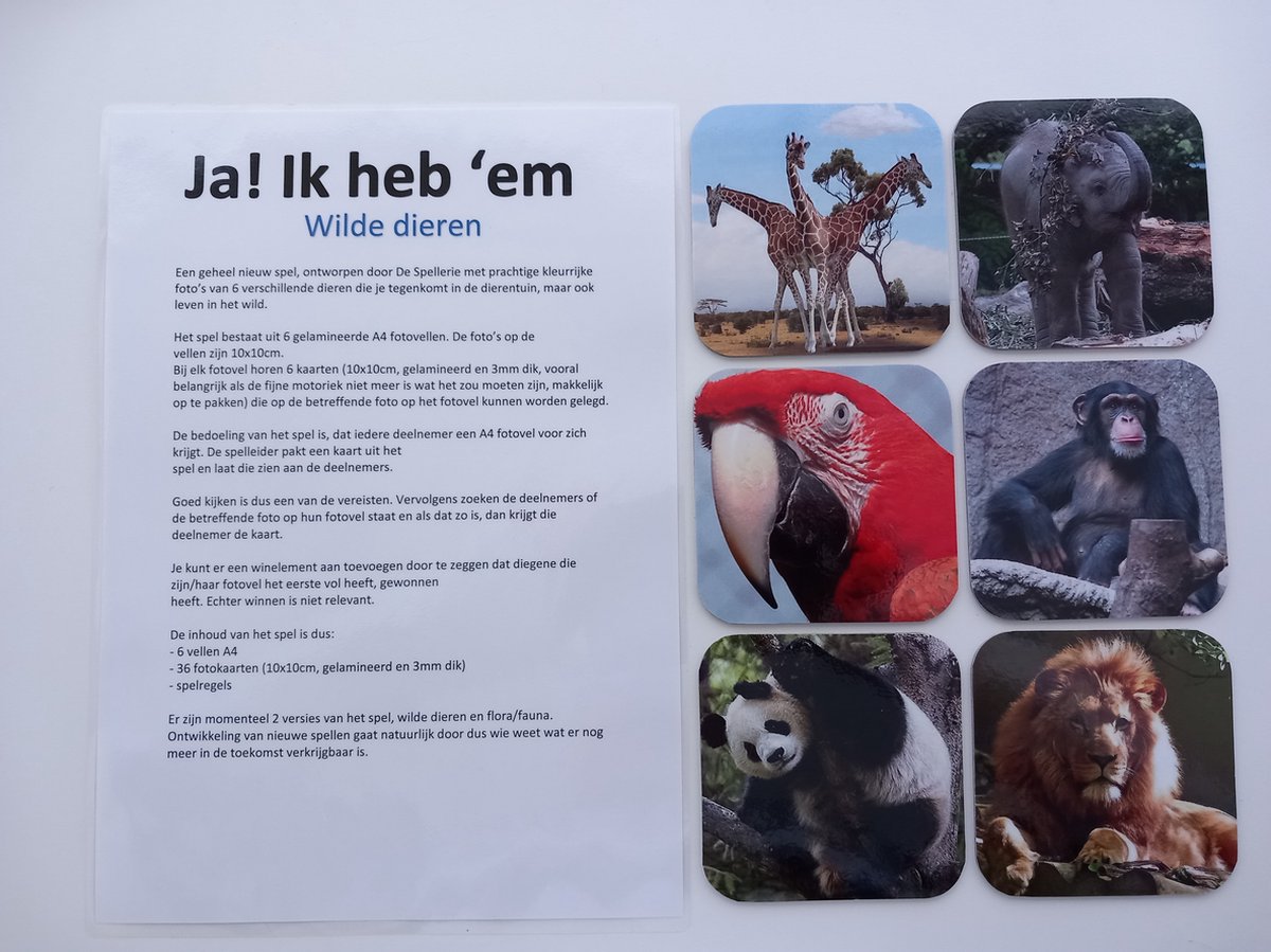 De Spellerie-Ja! Ik heb 'em Wilde Dieren-ouderen-dementie-spel-reminiscentie-geheugen-beperking