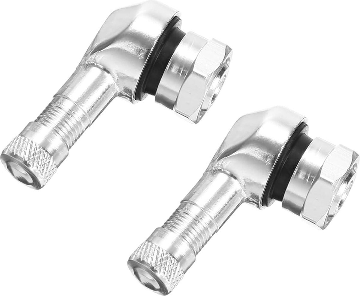 Universele bandventiel 90 graden - metalen kleppen motorfiets - hoekventiel velgventiel - ventielverlenging adapter - aluminium ventielen - 2 stuks - Zilver .
