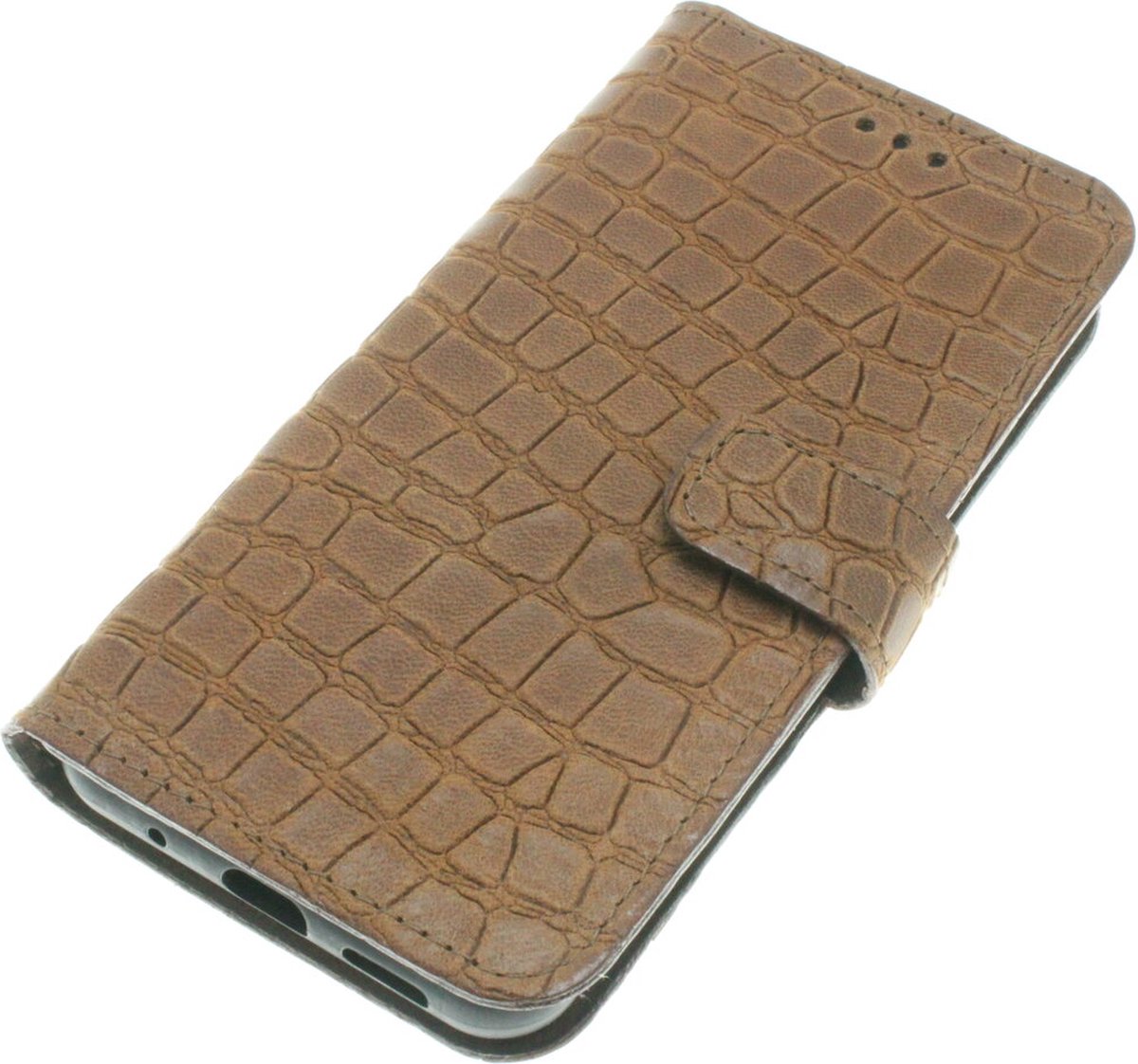 Made-NL hoesje geschikt voor Apple iPhone 16 Pro Max Bruin soepel krokodillenprint print kalfsleer