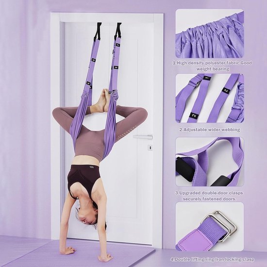 Solfit - Yoga Hangmat - Aerial Yoga - Yoga Doek - Yoga Hammock - Paars - AEROGA van Solfit — afbeelding 5