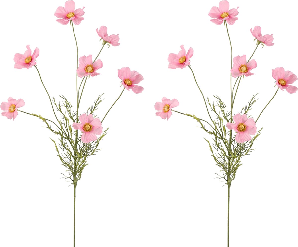 Viv! Home Luxuries Cosmos - kunstbloem - 2 stuks - roze - 77cm