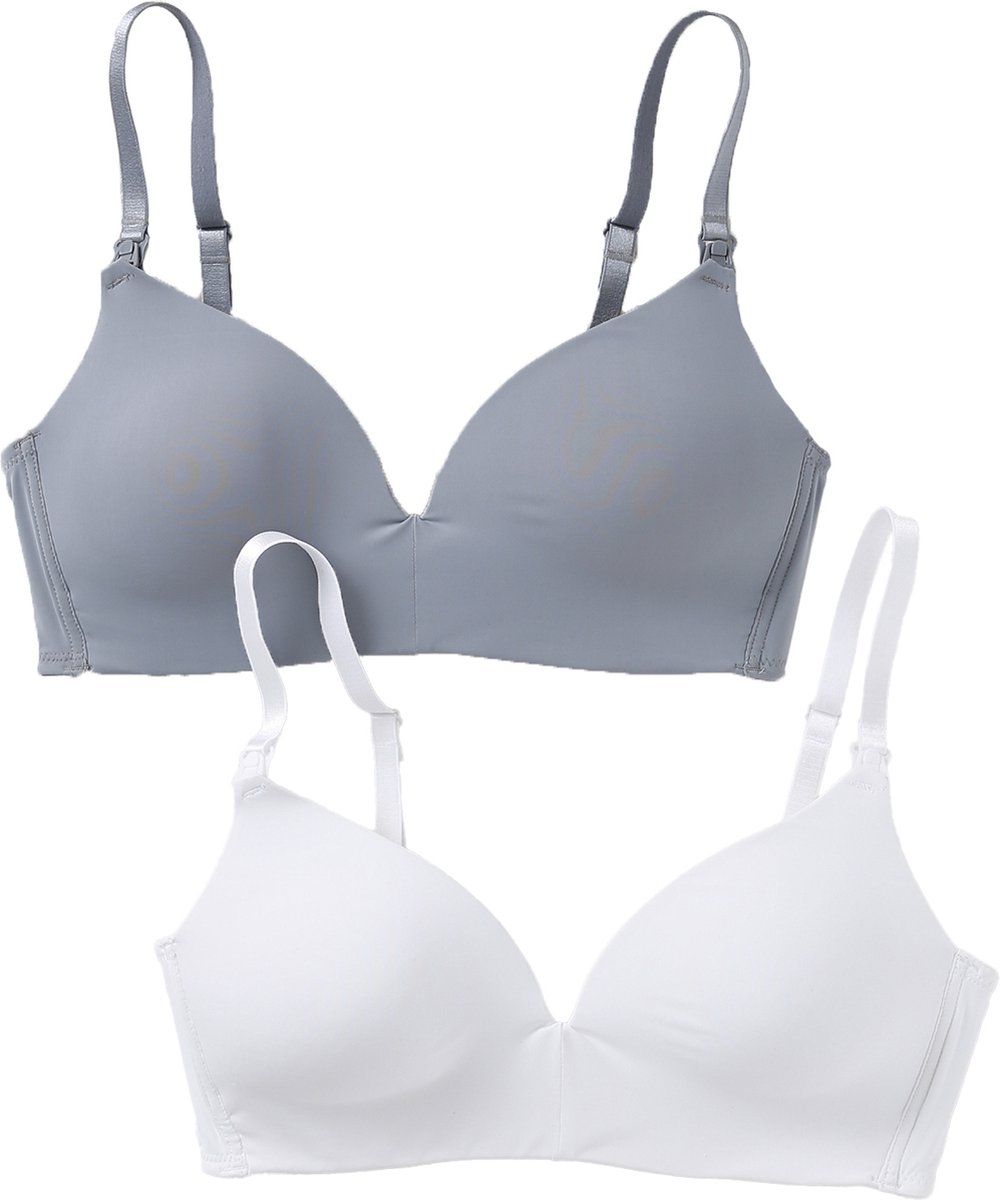 vertbaudet Set met 2 voedingsbeha's van microvezel wit