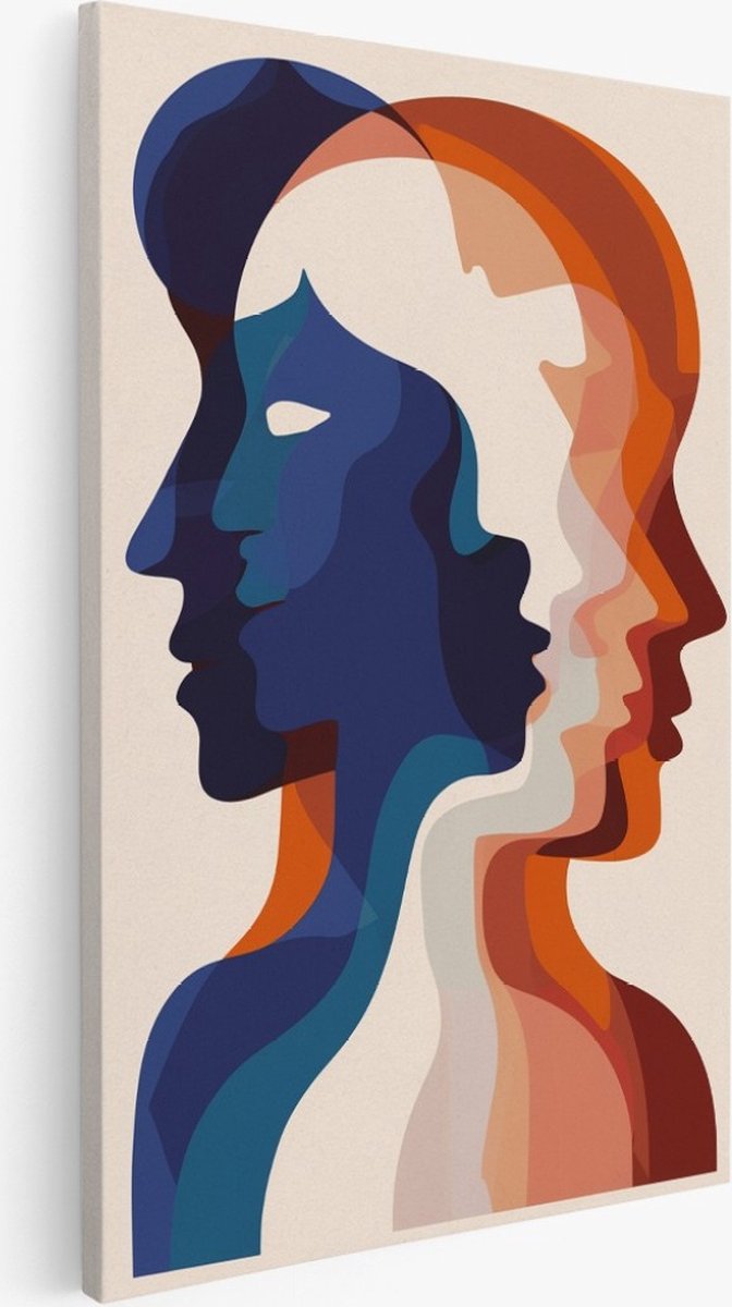 Saammp Canvas Schilderij - Silhouet - abstract - 40x50 - Foto op canvas - Wanddecoratie - Muurdecoratie Woonkamer - Slaapkamer decoratie - Canvas Print Multicolor