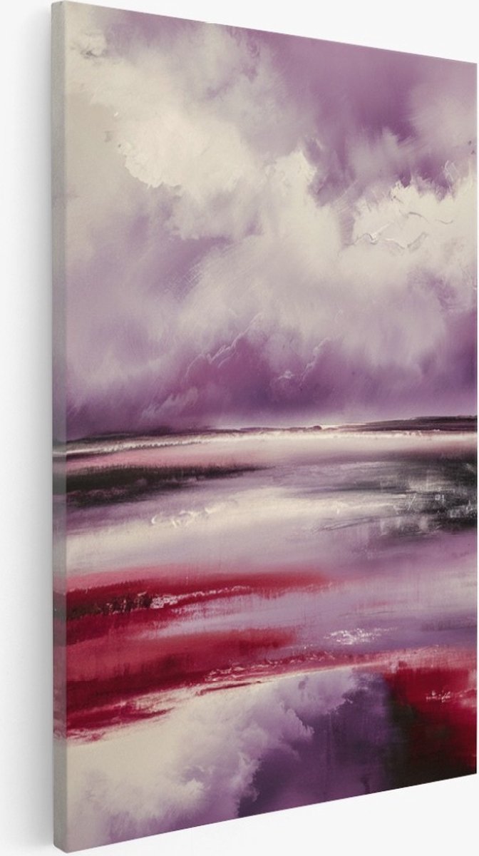 Saammp Canvas Schilderij - Landschap - Paars - Abstract - 40x60 - Foto op canvas - Wanddecoratie - Muurdecoratie Woonkamer - Slaapkamer decoratie - Canvas Print Multicolor