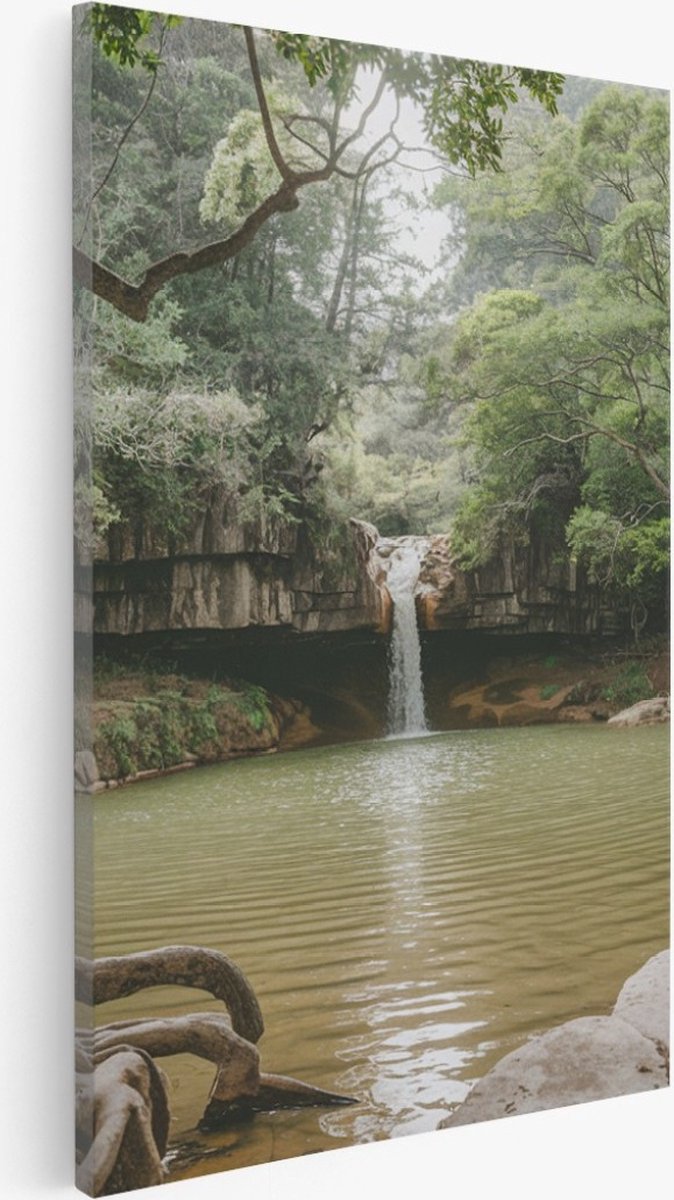 Saammp Canvas Schilderij - Kleine waterval in de jungle - Landschap - Natuur - 40x50 - Foto op canvas - Wanddecoratie - Muurdecoratie Woonkamer - Slaapkamer decoratie - Canvas Print Multicolor