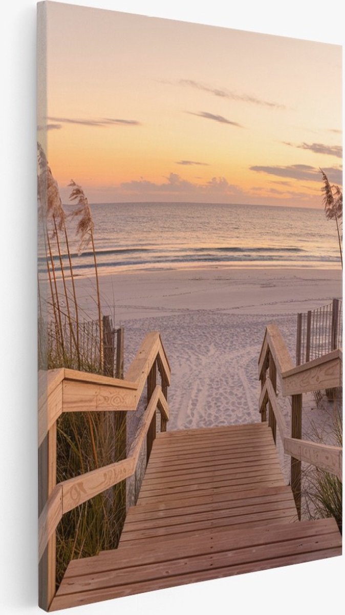 Saammp Canvas Schilderij - Pad naar de Zee tussen het helmgras - Strand - 60x90 - Foto op canvas - Wanddecoratie - muurdecoratie Woonkamer - Slaapkamer decoratie - Canvas Print Multicolor