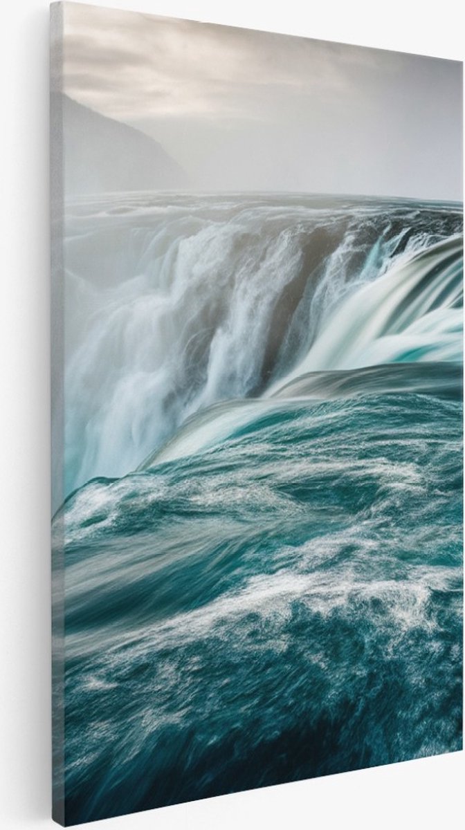 Saammp Canvas Schilderij - Waterval van dichtbij - Natuur - Botanisch - 50x70 - Foto op canvas - Wanddecoratie - Muurdecoratie Woonkamer - Slaapkamer decoratie - Canvas Print Multicolor
