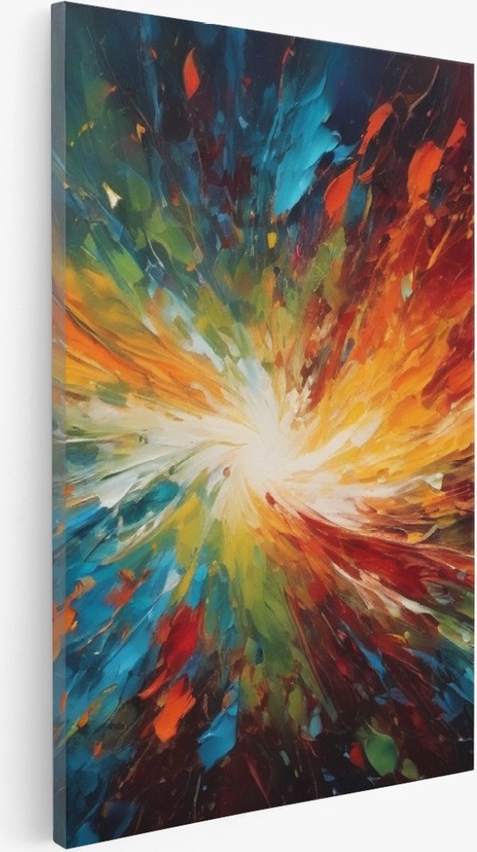 Saammp Canvas Schilderij - Abstract - Kleurrijke Explosie - 50x70 - Foto op canvas - Wanddecoratie - Muurdecoratie Woonkamer - Slaapkamer decoratie - Canvas Print Multicolor