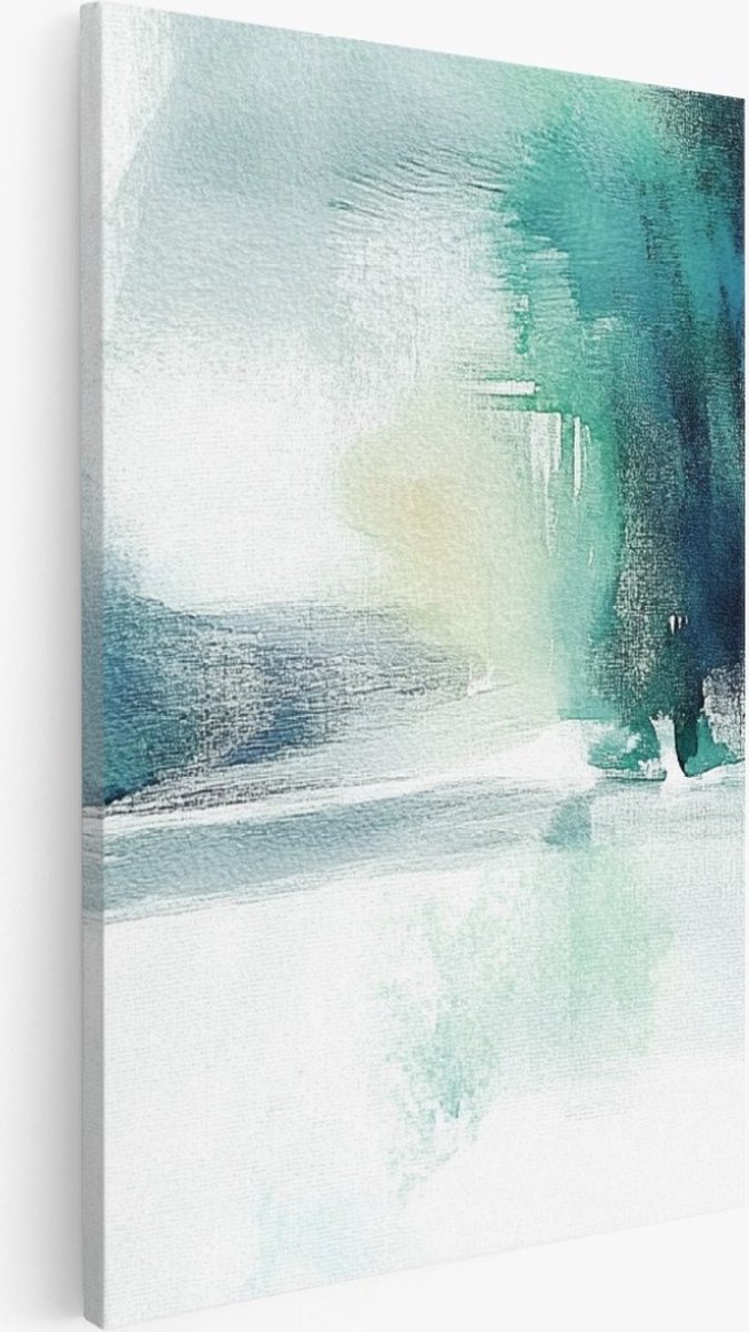 Saammp Canvas Schilderij - Turqoise minimalistisch - Abstract - 50x70 - Foto op canvas - Wanddecoratie - Muurdecoratie Woonkamer - Slaapkamer decoratie - Canvas Print Multicolor
