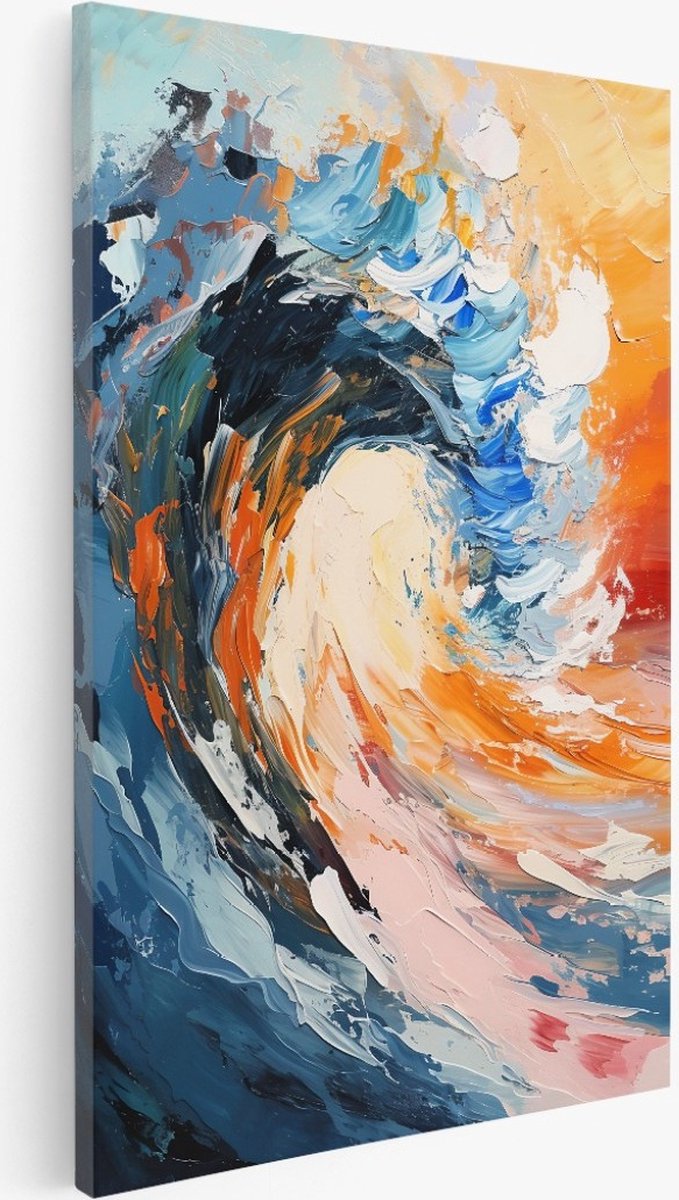 Saammp Canvas Schilderij - Abstracte Golf - 80x120 - Foto op canvas - Wanddecoratie - Muurdecoratie Woonkamer - Slaapkamer decoratie - Canvas Print Multicolor