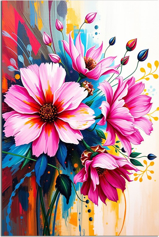 Wanddecoratie Metaal - Aluminium Schilderij @Kleurexplosie Bloesem - 120 x 80 cm - Bloemen - Muurdecoratie woonkamer en slaapkamer - Inclusief ophangsysteem - Modern - Modern - Displate alternatief