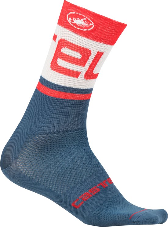 Chaussettes de Chaussettes de cyclisme Castelli Été Homme Blauw - CA Free Kit 13 Sock-Light Steel Blue/Red - S/M